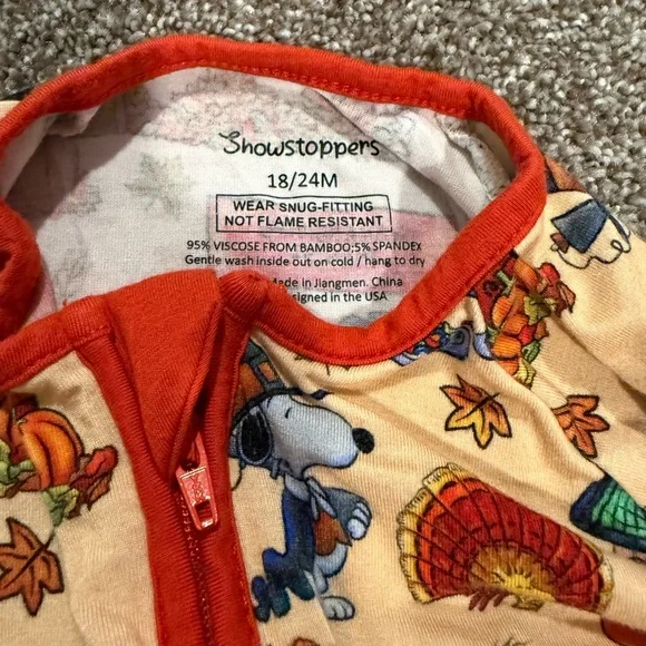 Showstoppers Bamboo Charlie Brown Thanksgiving Pajamas 18-24 Months - Picture 5 of 5